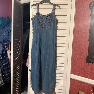 Denim dress with floral design